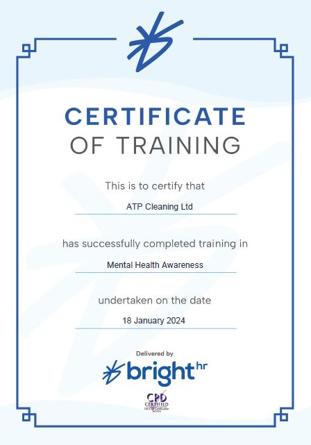 Certificate of training in Mental Health Awareness